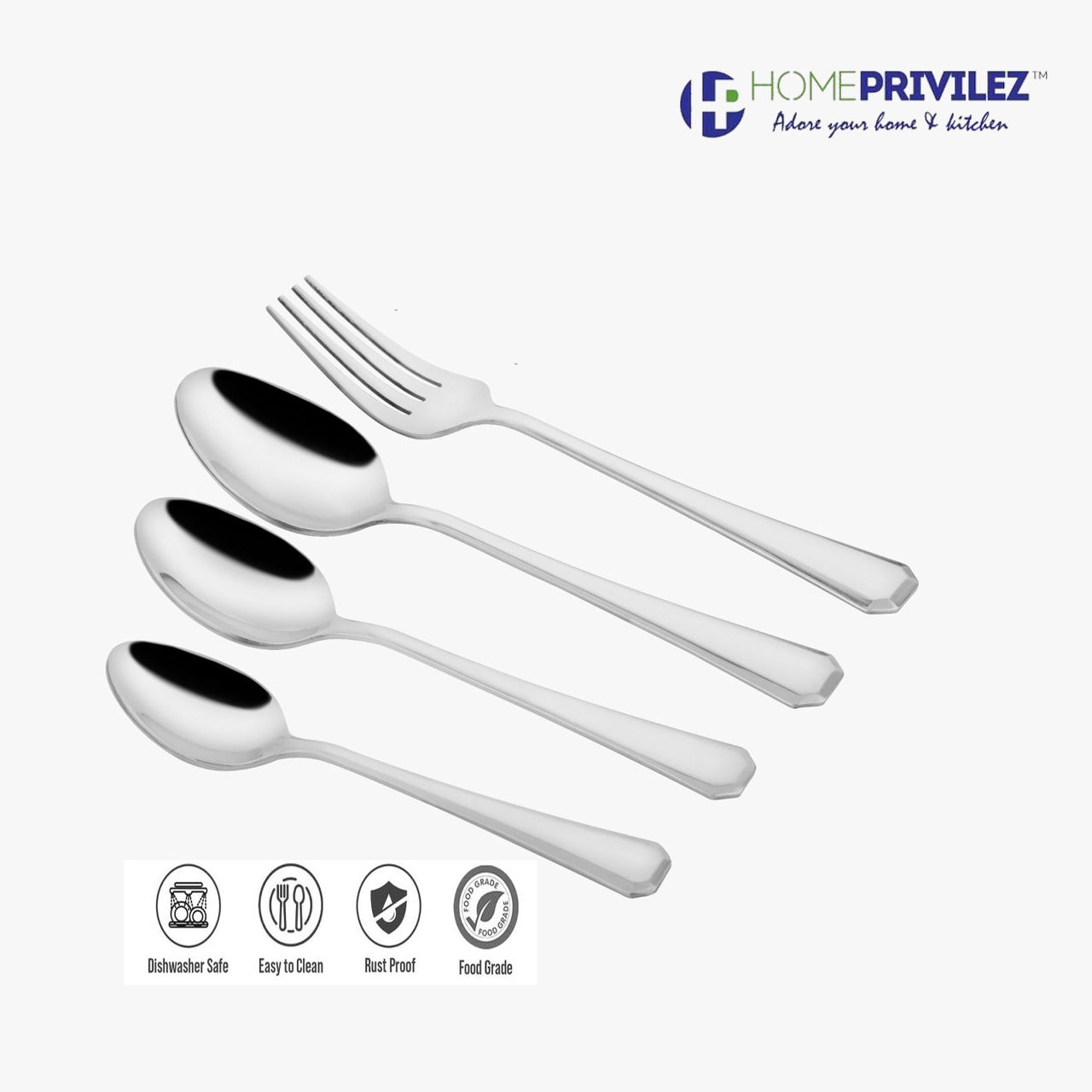 Daisy Cutlery - Stainless Steel 24pcs Cutlery in Stainless Steel stand with wooden base